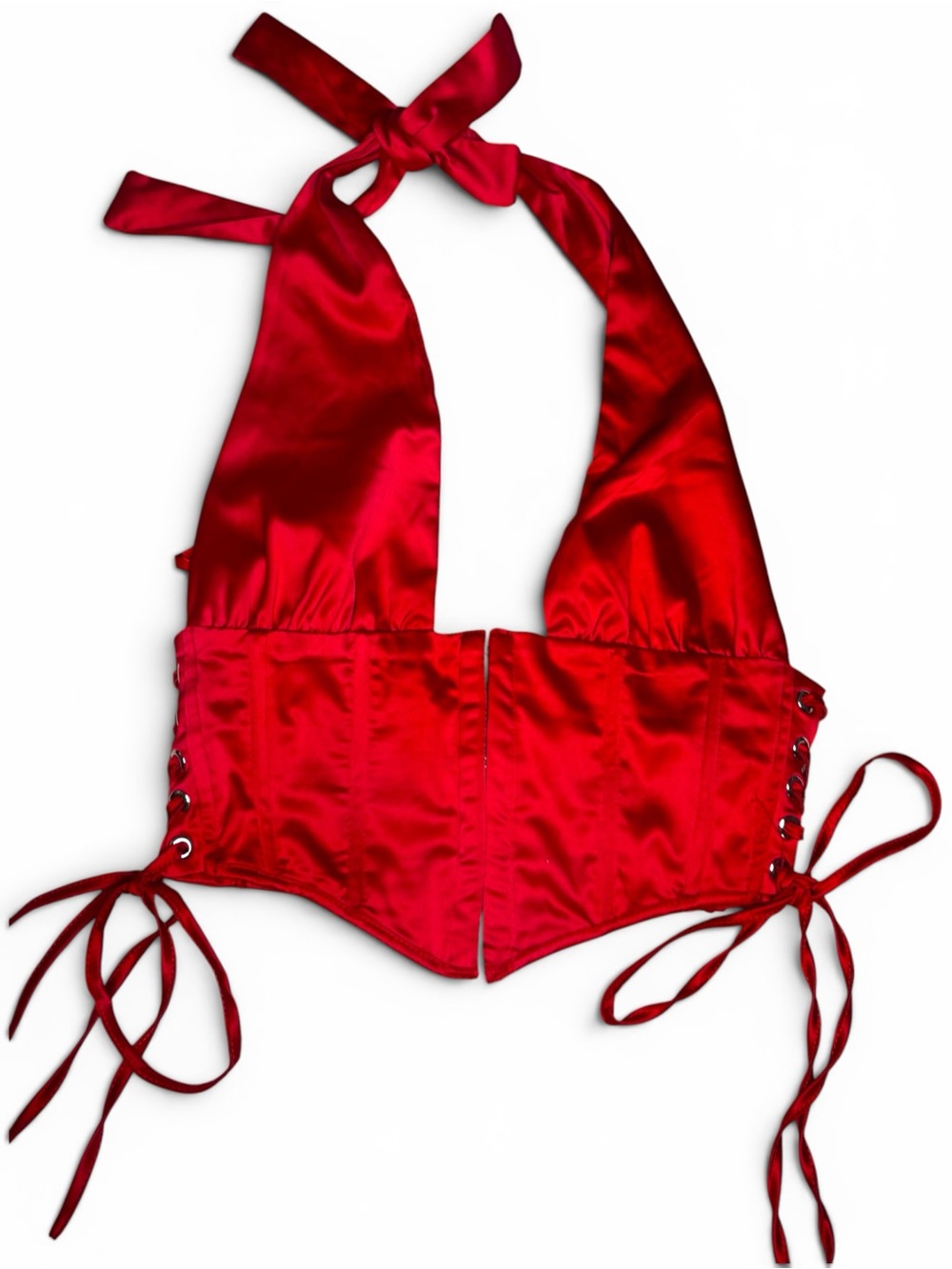 Windsor Red Satin Halter Corset Top